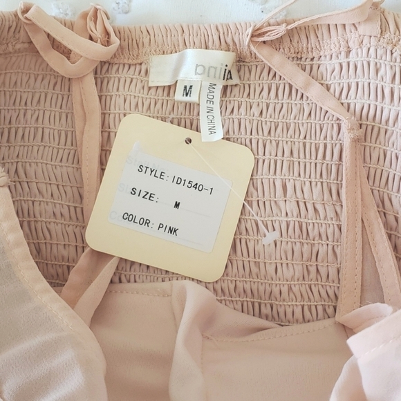 NWT Lace soft dusty rose pink smocked mini dress size medium - Picture 6 of 9